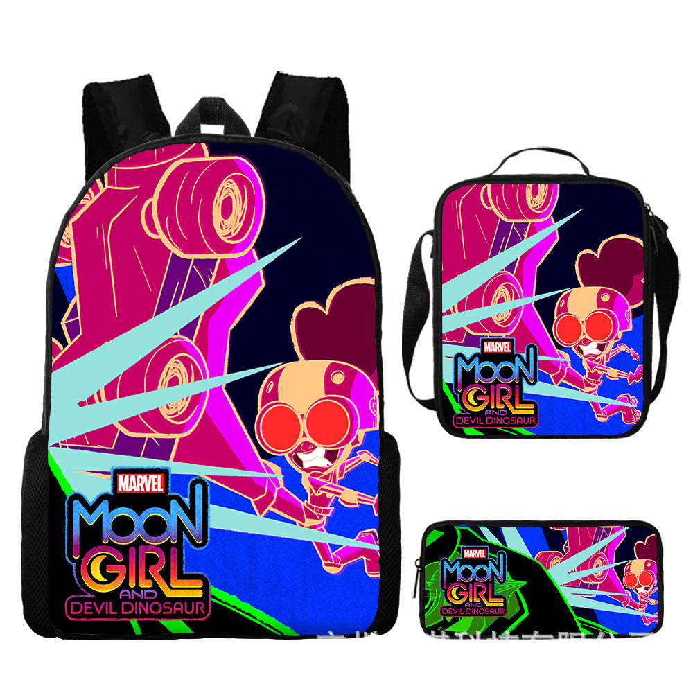 Moon Girl and Devil Dinosaur Schoolbag Backpack Lunch Bag Pencil Case 3pcs Set Gift for Kids Students