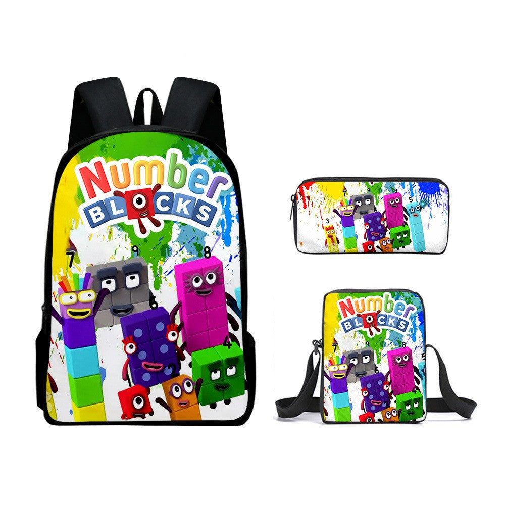 NumberBlocks Schoolbag Backpack Lunch Bag Pencil Case 3pcs Set Gift for Kids Students