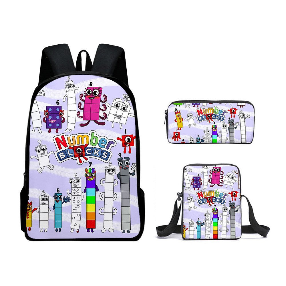 NumberBlocks Schoolbag Backpack Lunch Bag Pencil Case 3pcs Set Gift for Kids Students