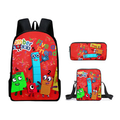 NumberBlocks Schoolbag Backpack Lunch Bag Pencil Case 3pcs Set Gift for Kids Students