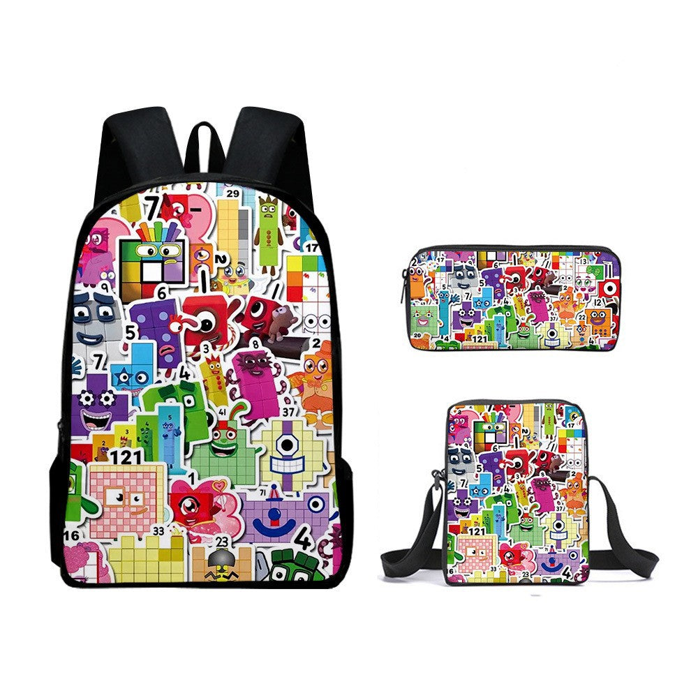 NumberBlocks Schoolbag Backpack Lunch Bag Pencil Case 3pcs Set Gift for Kids Students