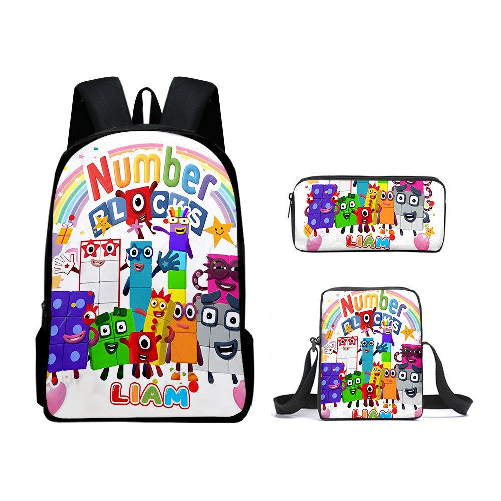 NumberBlocks Schoolbag Backpack Lunch Bag Pencil Case 3pcs Set Gift for Kids Students