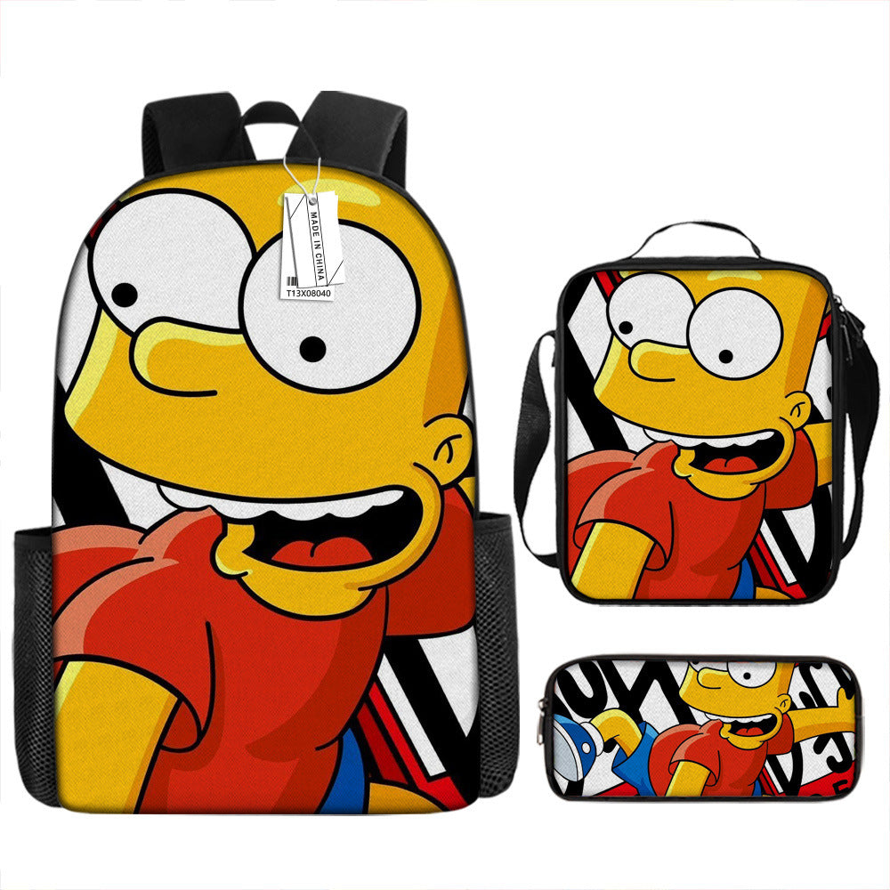 The Simpsons Schoolbag Backpack Lunch Bag Pencil Case 3pcs Set Gift for Kids Students