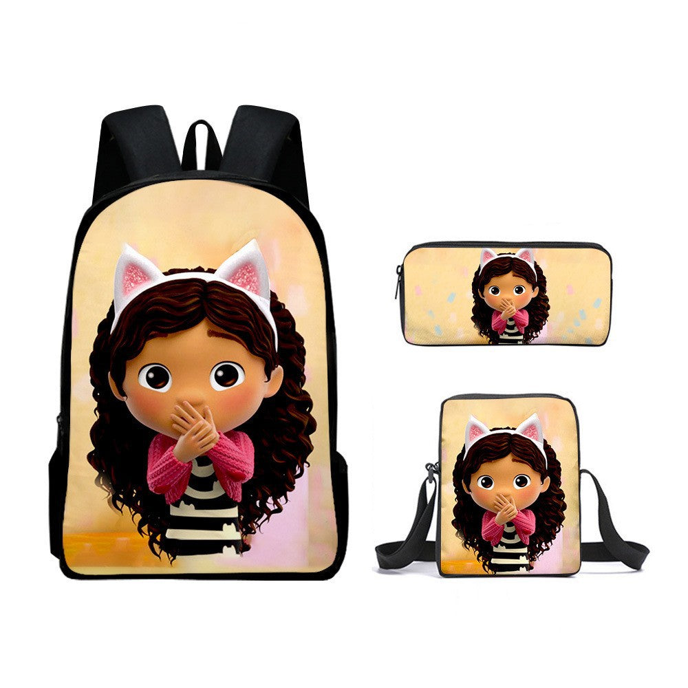 Gabbys Dollhouse Schoolbag Backpack Lunch Bag Pencil Case 3pcs Set Gift for Kids Students