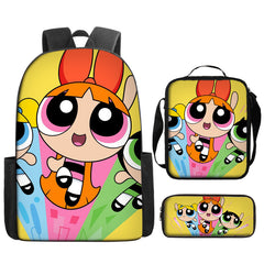 The Powerpuff Girls Schoolbag Backpack Lunch Bag Pencil Case 3pcs Set Gift for Kids Students