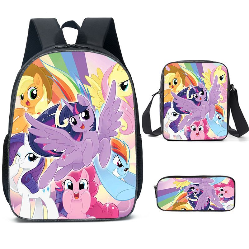 My Little Pony Schoolbag Backpack Lunch Bag Pencil Case 3pcs Set Gift for Kids Students