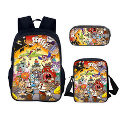 Cuphead Schoolbag Backpack Lunch Bag Pencil Case 3pcs Set Gift for Kids Students