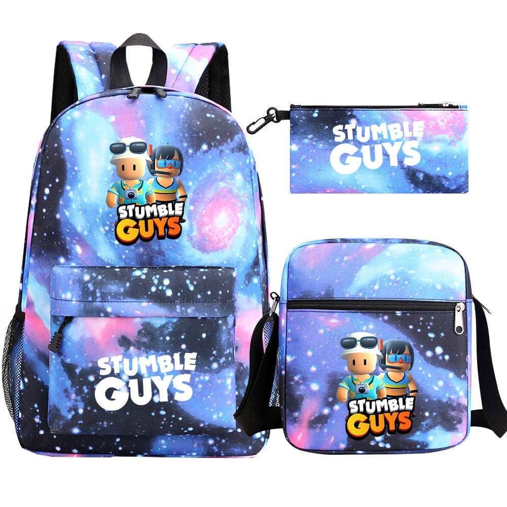 Stumble Guys SchoolBag Backpack Shoulder Bag Book Pencil Bags  3pcs Set