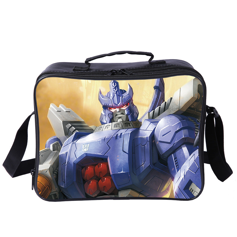 Transformers Optimus Prime PU Leather Portable Lunch Box School Tote Storage Picnic Bag