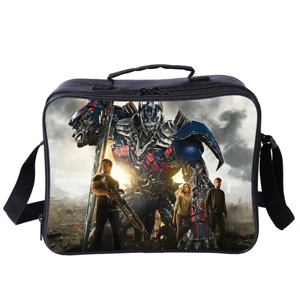 Transformers Optimus Prime PU Leather Portable Lunch Box School Tote Storage Picnic Bag