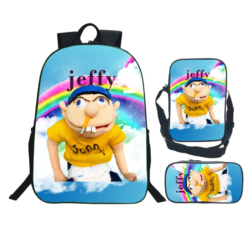 Jeffy Schoolbag Backpack Lunch Bag Pencil Case 3pcs Set Gift for Kids Students