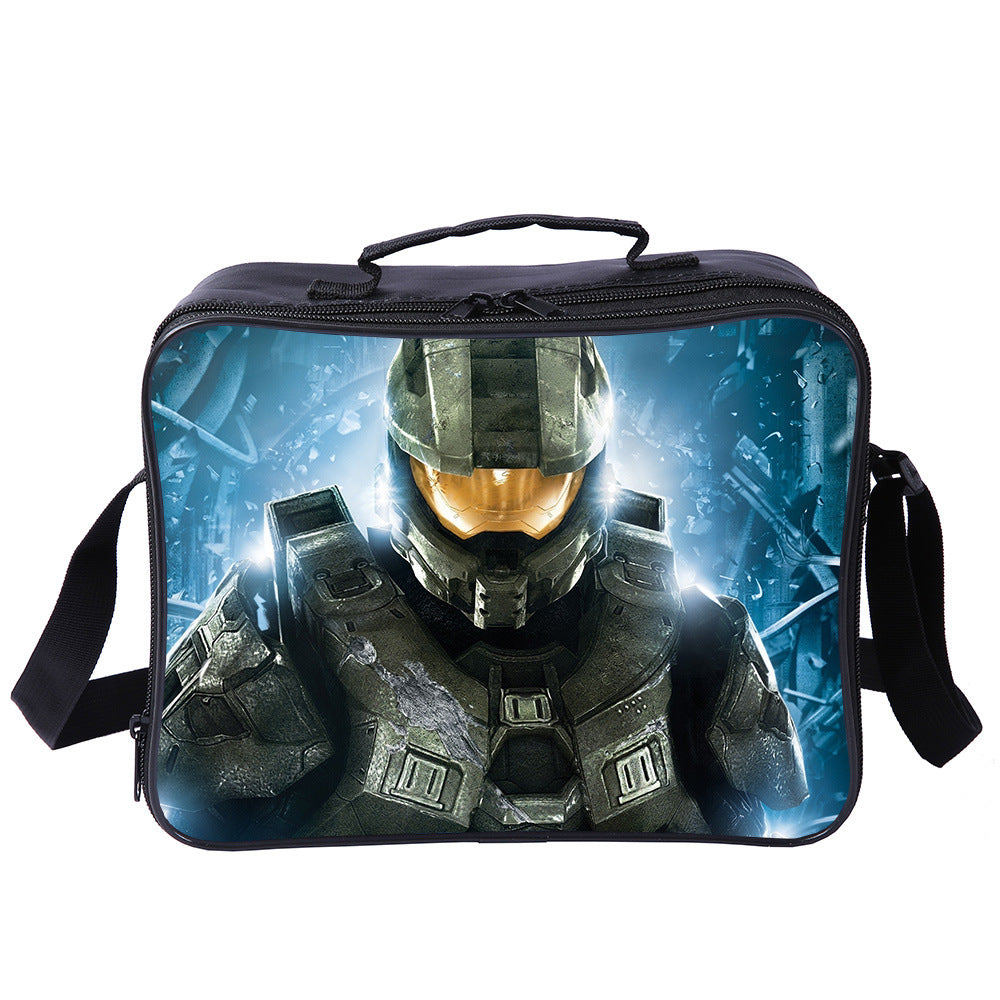 Halo Infinite PU Leather Portable Lunch Box School Tote Storage Picnic Bag