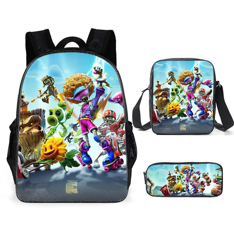 Plants vs Zombies Schoolbag Backpack Lunch Bag Pencil Case 3pcs Set Gift for Kids Students