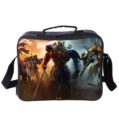 Transformers Optimus Prime PU Leather Portable Lunch Box School Tote Storage Picnic Bag