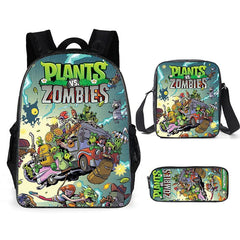 Plants vs Zombies Schoolbag Backpack Lunch Bag Pencil Case 3pcs Set Gift for Kids Students