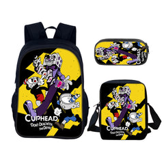 Cuphead Schoolbag Backpack Lunch Bag Pencil Case 3pcs Set Gift for Kids Students