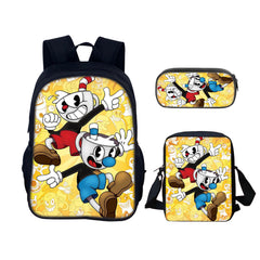 Cuphead Schoolbag Backpack Lunch Bag Pencil Case 3pcs Set Gift for Kids Students