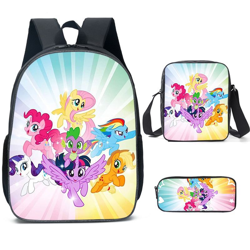 My Little Pony Schoolbag Backpack Lunch Bag Pencil Case 3pcs Set Gift for Kids Students