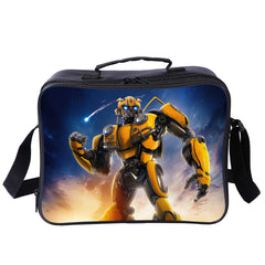 Transformers Optimus Prime PU Leather Portable Lunch Box School Tote Storage Picnic Bag