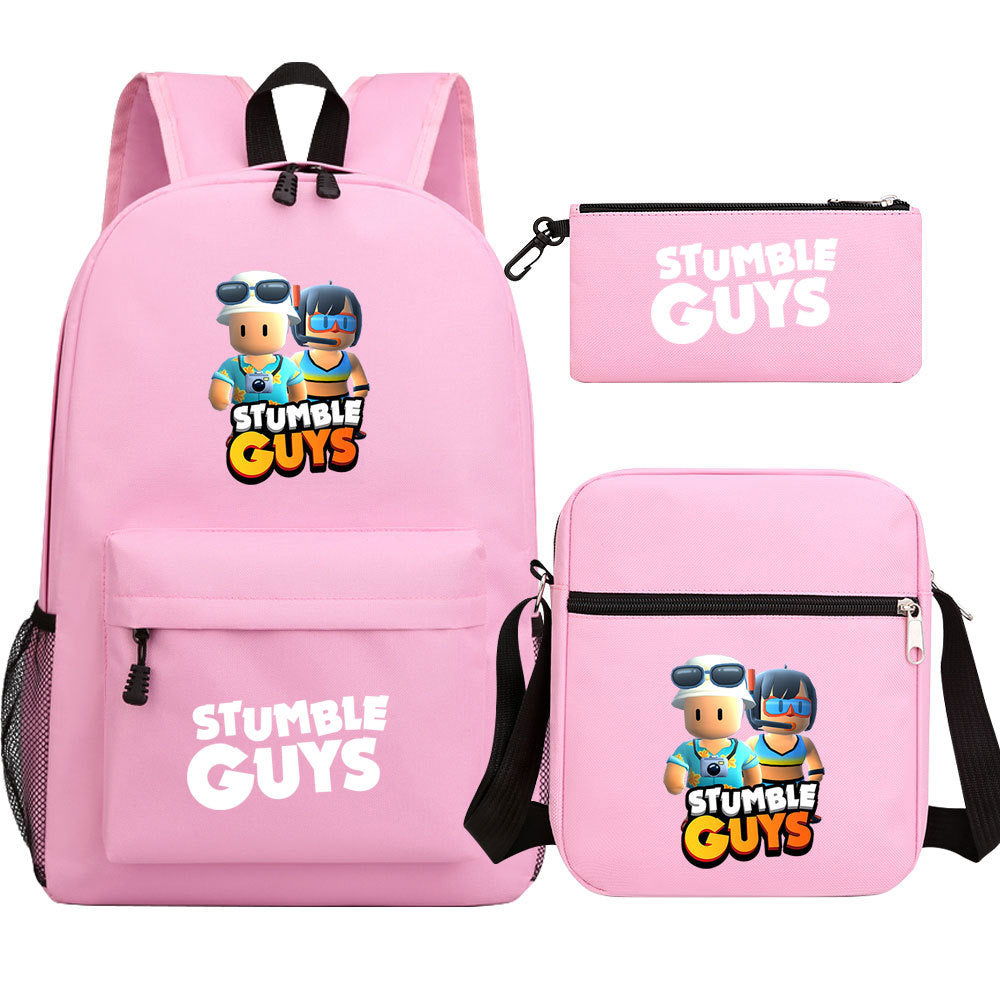 Stumble Guys SchoolBag Backpack Shoulder Bag Book Pencil Bags  3pcs Set