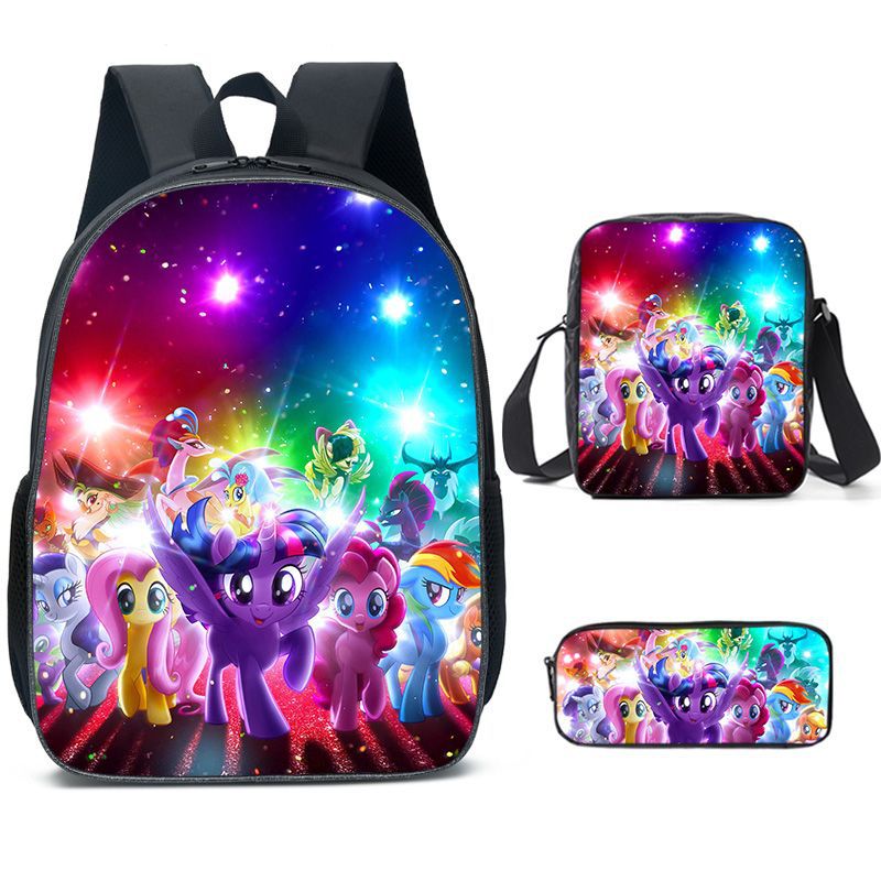 My Little Pony Schoolbag Backpack Lunch Bag Pencil Case 3pcs Set Gift for Kids Students