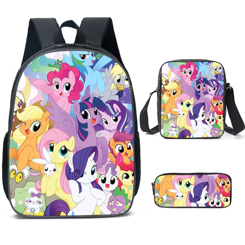 My Little Pony Schoolbag Backpack Lunch Bag Pencil Case 3pcs Set Gift for Kids Students