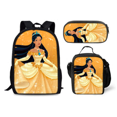 Pocahontas Schoolbag Backpack Lunch Bag Pencil Case 3pcs Set Gift for Kids Students