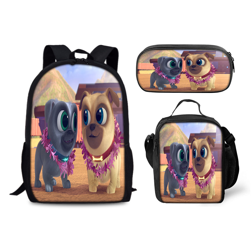 Pupstruction Schoolbag Backpack Lunch Bag Pencil Case 3pcs Set Gift for Kids Students