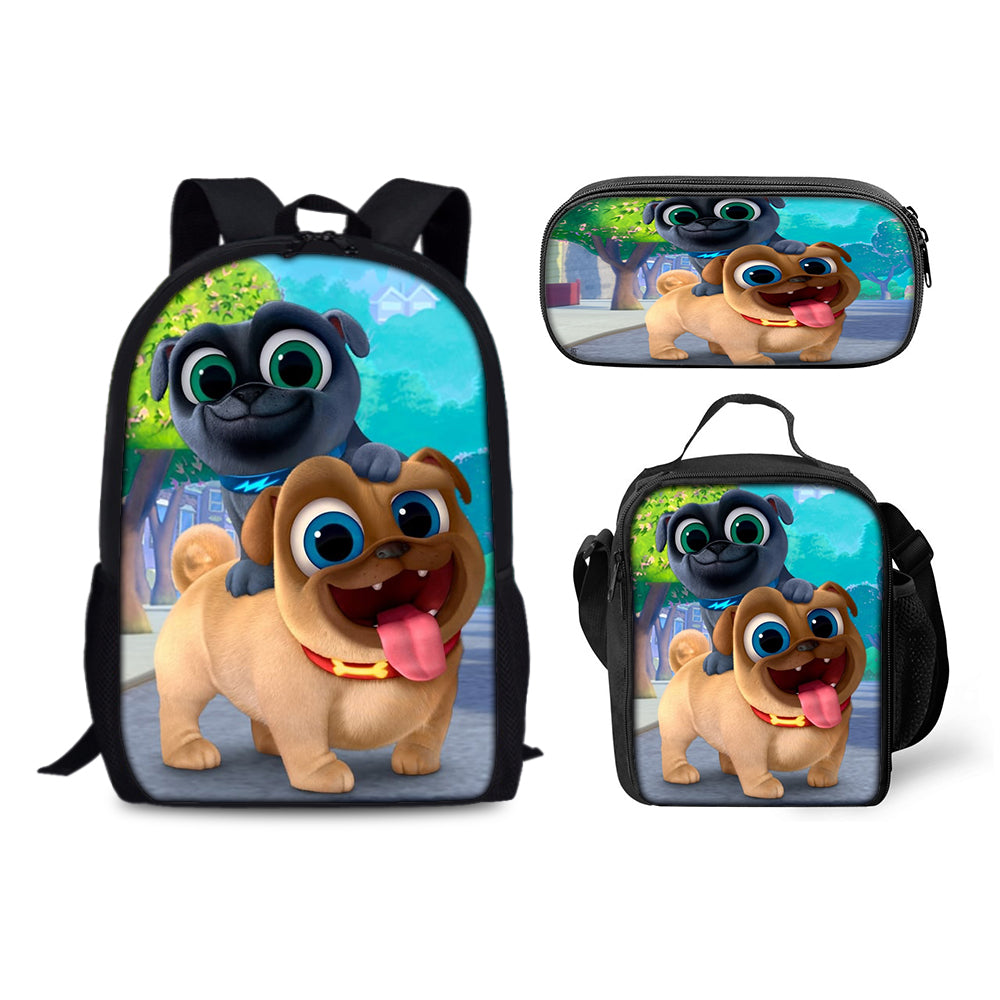 Pupstruction Schoolbag Backpack Lunch Bag Pencil Case 3pcs Set Gift for Kids Students