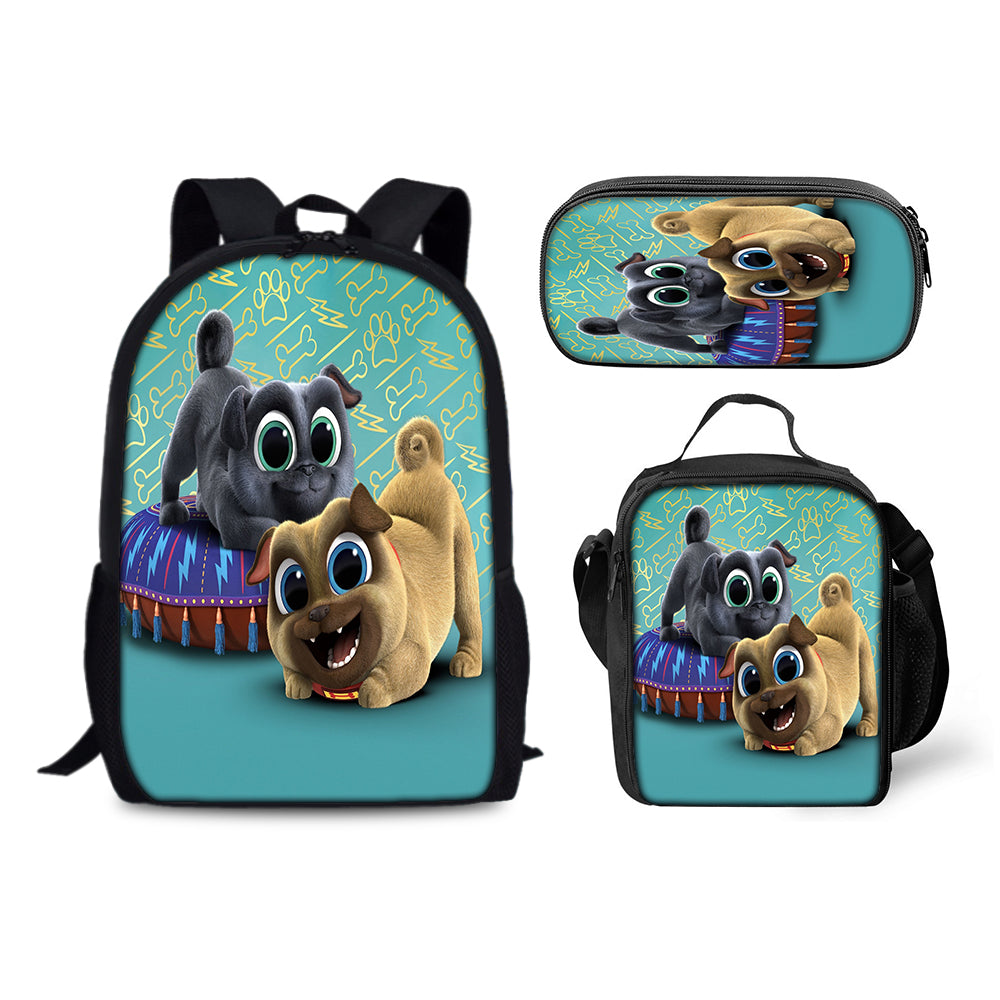 Pupstruction Schoolbag Backpack Lunch Bag Pencil Case 3pcs Set Gift for Kids Students