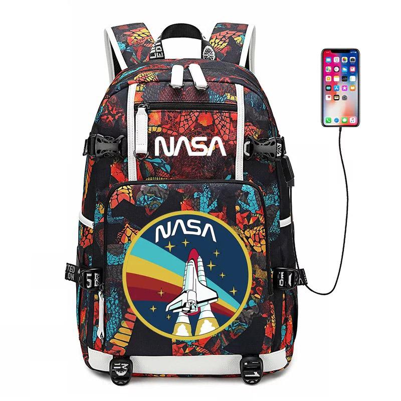 Space USB Charging Backpack School NoteBook Laptop Travel Bags