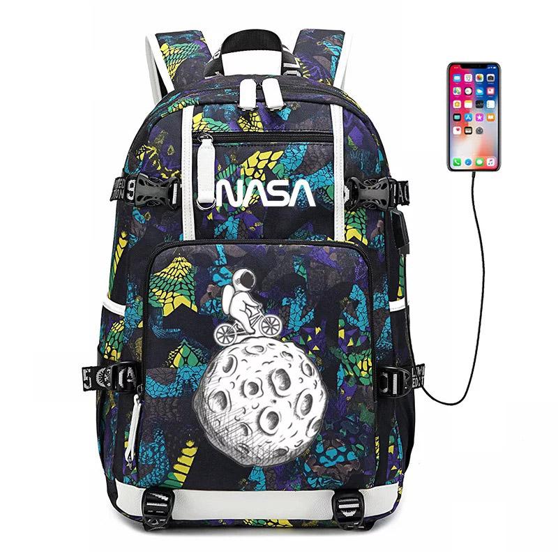 Space USB Charging Backpack School NoteBook Laptop Travel Bags