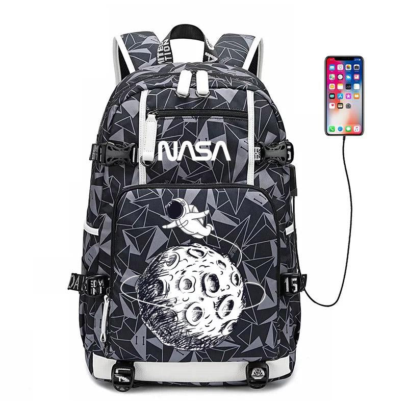 Space USB Charging Backpack School NoteBook Laptop Travel Bags