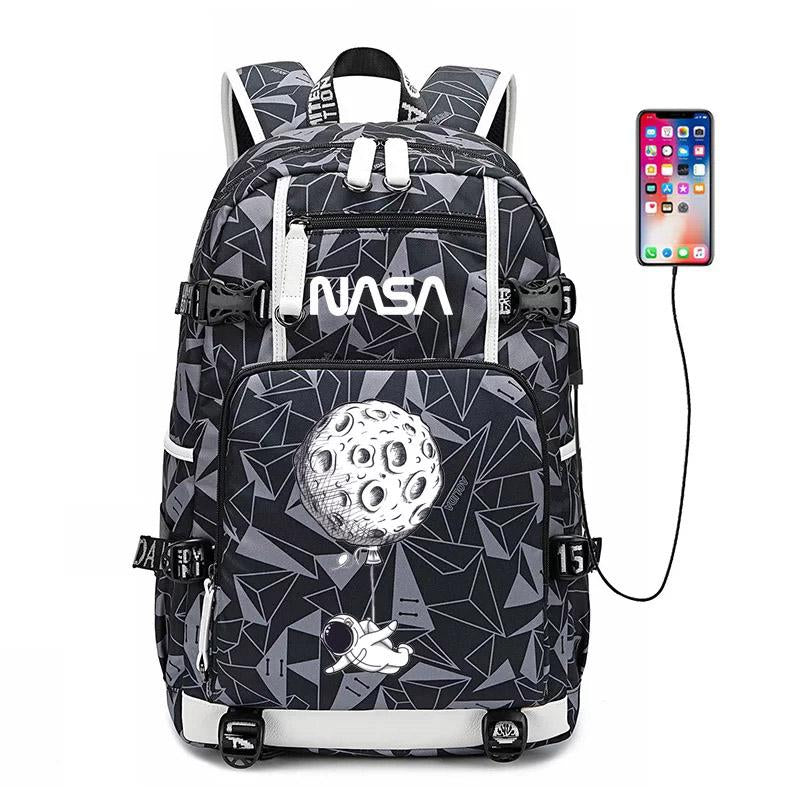 Space USB Charging Backpack School NoteBook Laptop Travel Bags