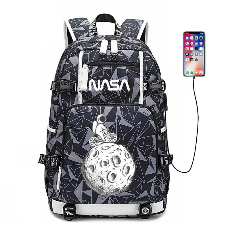 Space USB Charging Backpack School NoteBook Laptop Travel Bags