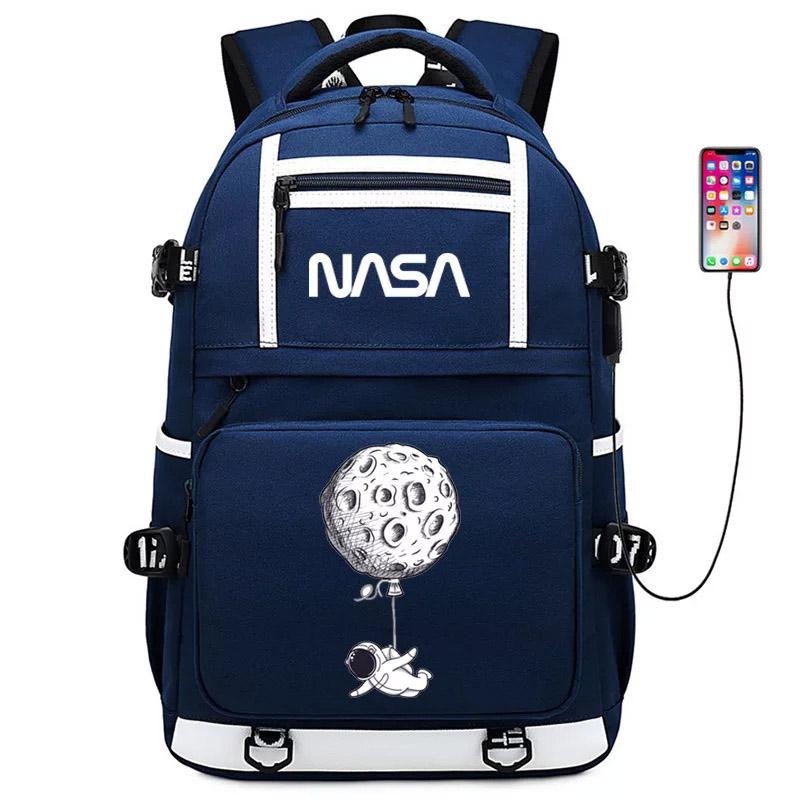 Space USB Charging Backpack School NoteBook Laptop Travel Bags