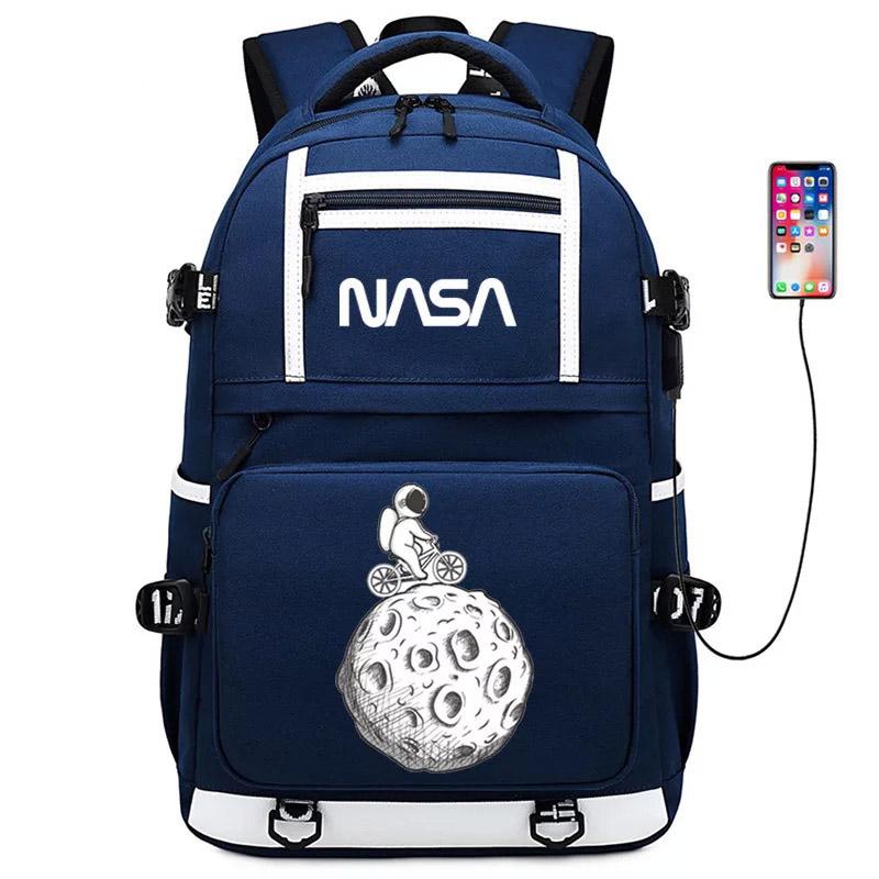 Space USB Charging Backpack School NoteBook Laptop Travel Bags