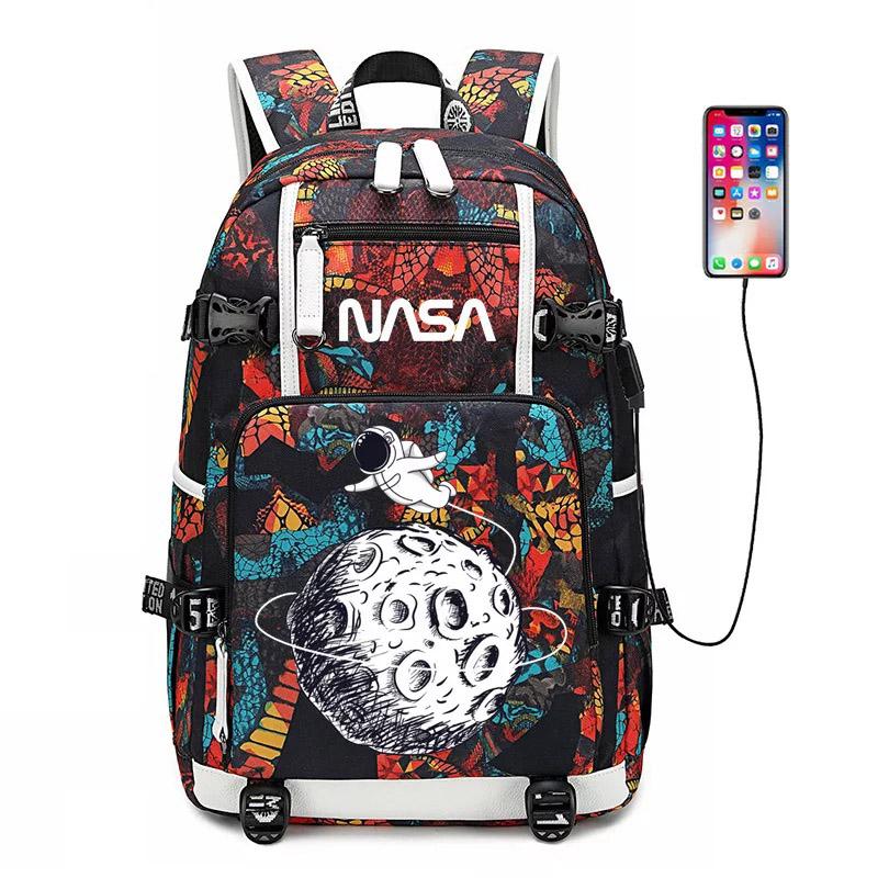 Space USB Charging Backpack School NoteBook Laptop Travel Bags