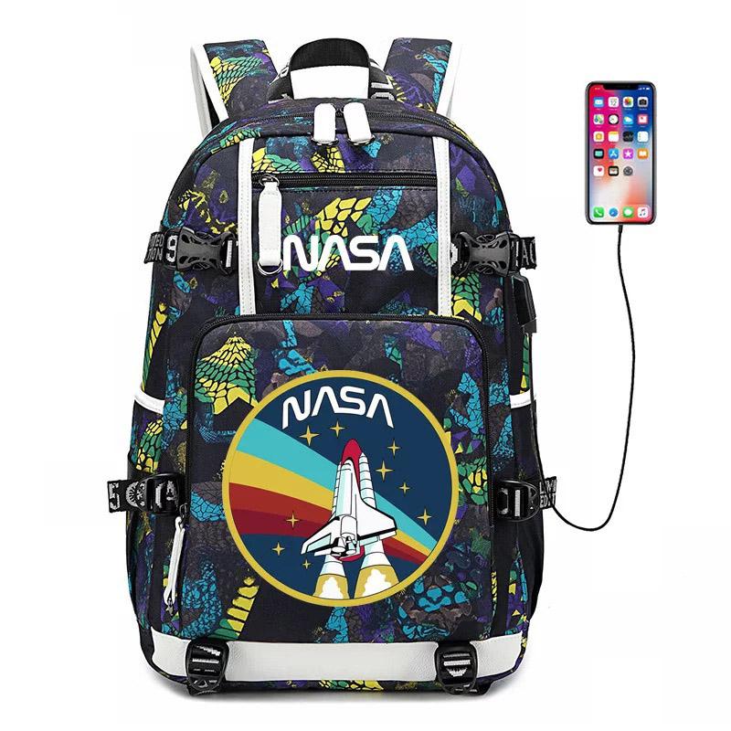 Space USB Charging Backpack School NoteBook Laptop Travel Bags