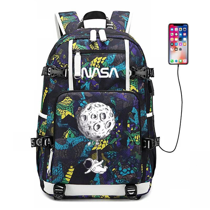 Space USB Charging Backpack School NoteBook Laptop Travel Bags