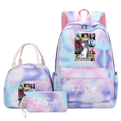 Taylor Swift Pink Starry Sky SchoolBag Backpack Lunch Box Bag Book Pencil Bags 3pcs Set