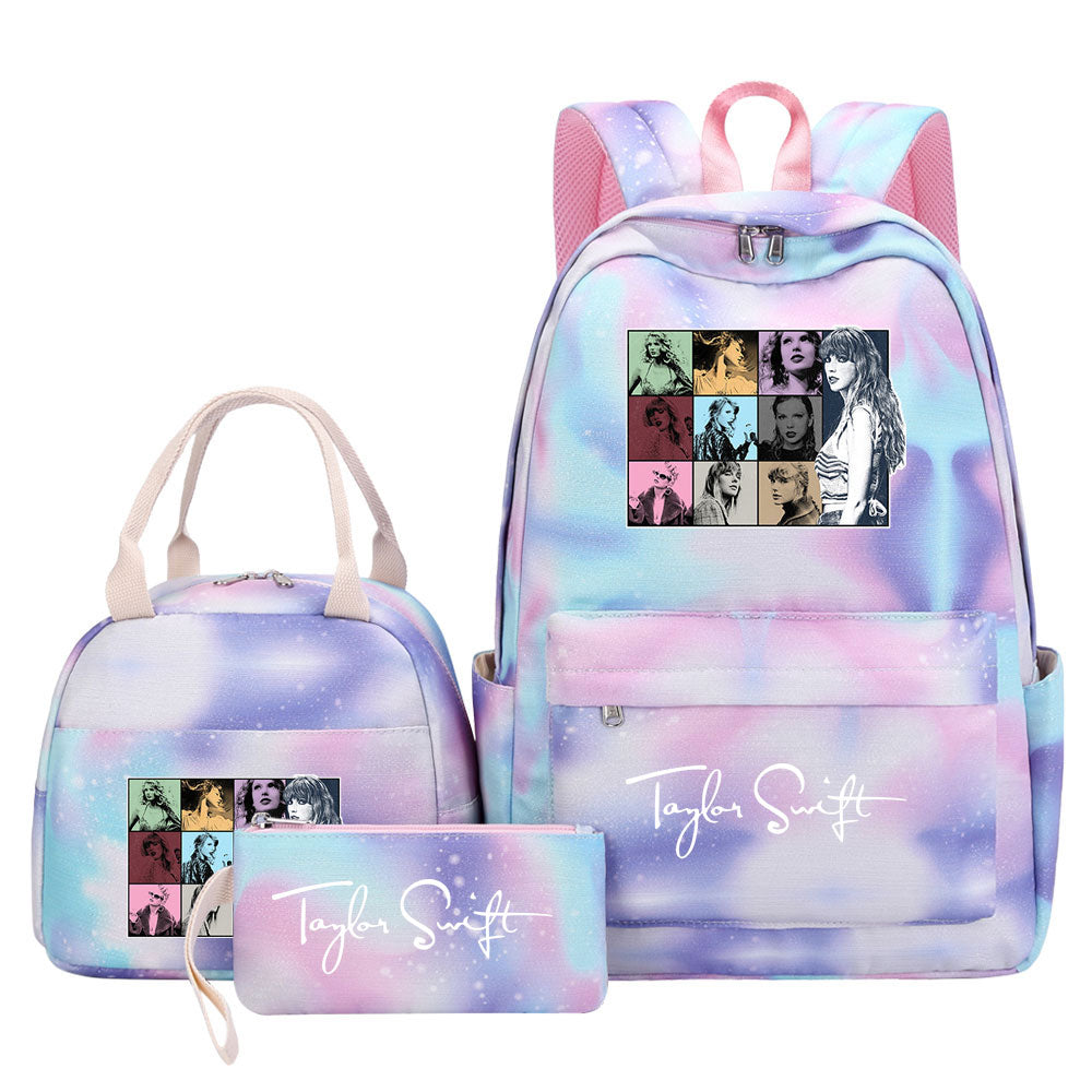 Taylor Swift Pink Starry Sky SchoolBag Backpack Lunch Box Bag Book Pencil Bags 3pcs Set