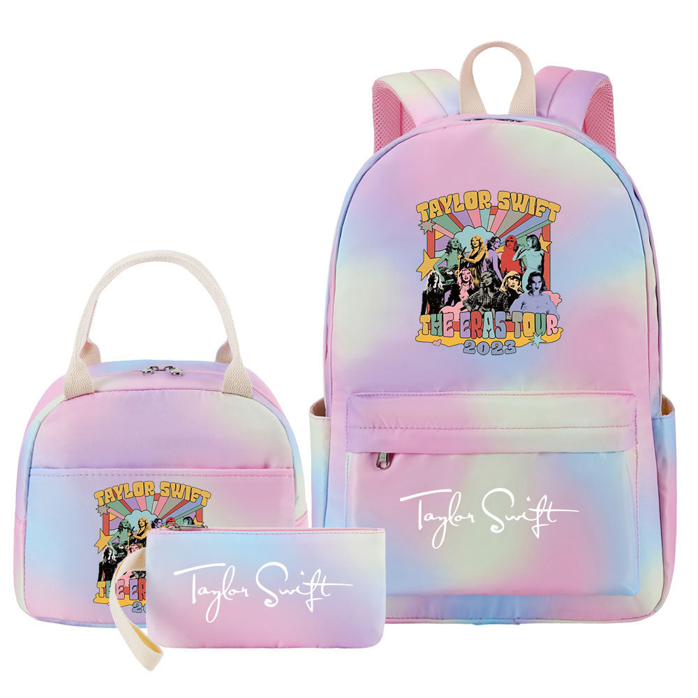 Taylor Swift Pink Starry Sky SchoolBag Backpack Lunch Box Bag Book Pencil Bags 3pcs Set