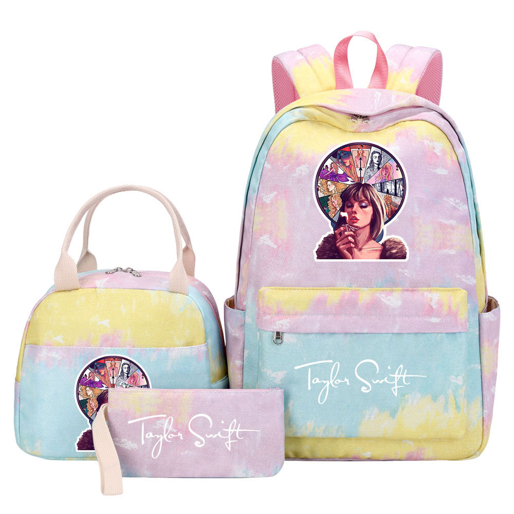 Taylor Swift Pink Starry Sky SchoolBag Backpack Lunch Box Bag Book Pencil Bags 3pcs Set