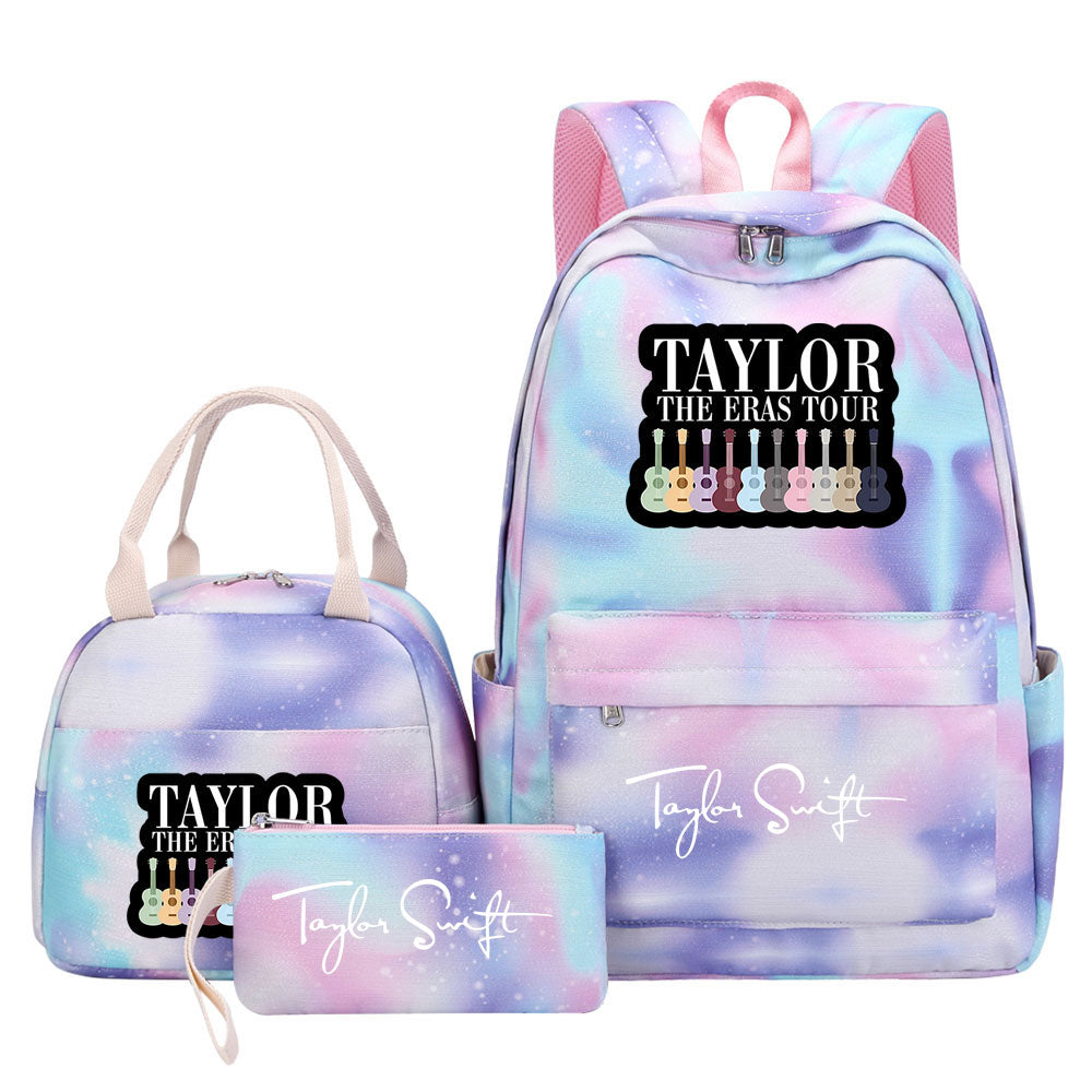 Taylor Swift Pink Starry Sky SchoolBag Backpack Lunch Box Bag Book Pencil Bags 3pcs Set