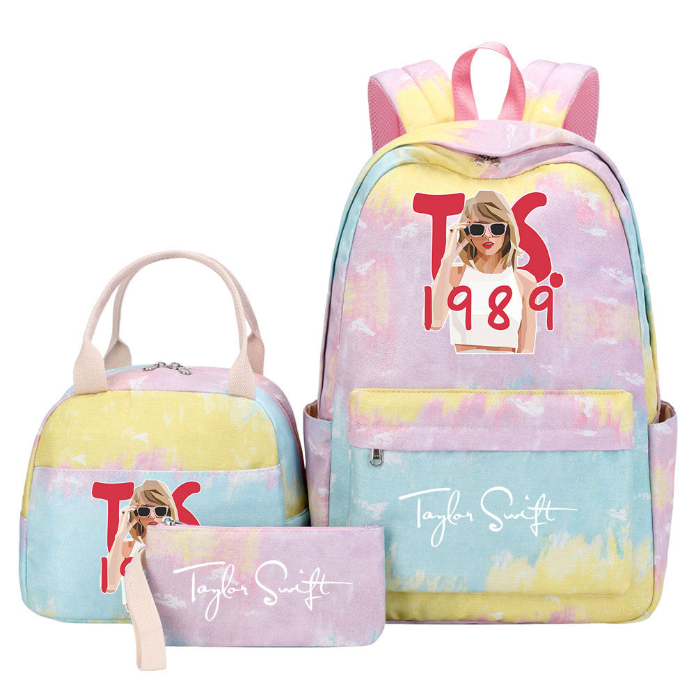 Taylor Swift Pink Starry Sky SchoolBag Backpack Lunch Box Bag Book Pencil Bags 3pcs Set