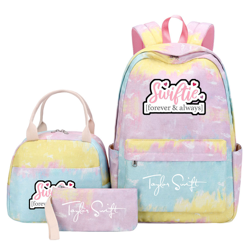 Taylor Swift Pink Starry Sky SchoolBag Backpack Lunch Box Bag Book Pencil Bags 3pcs Set