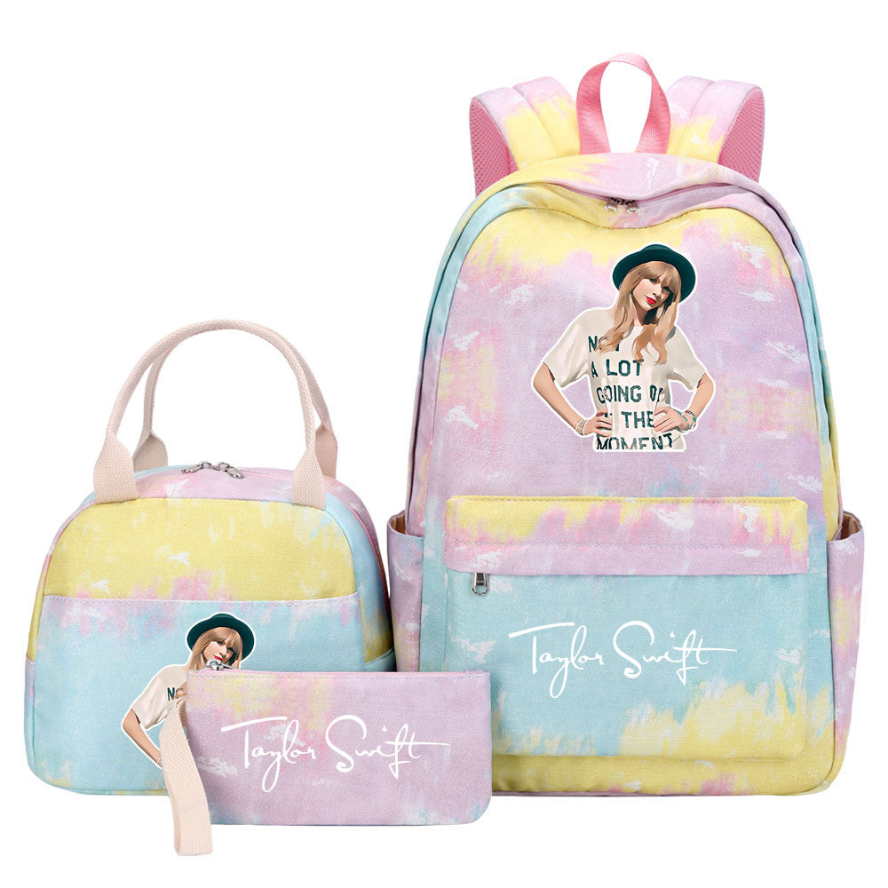 Taylor Swift Pink Starry Sky SchoolBag Backpack Lunch Box Bag Book Pencil Bags 3pcs Set