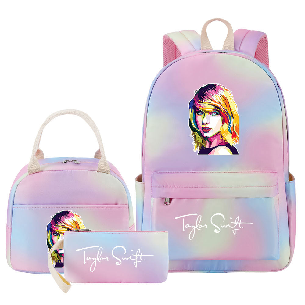 Taylor Swift Pink Starry Sky SchoolBag Backpack Lunch Box Bag Book Pencil Bags 3pcs Set