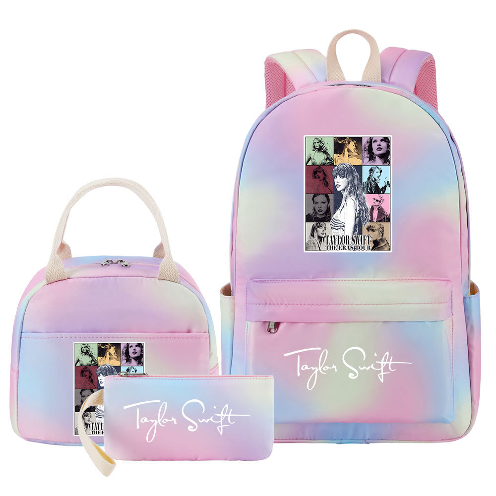 Taylor Swift Pink Starry Sky SchoolBag Backpack Lunch Box Bag Book Pencil Bags 3pcs Set